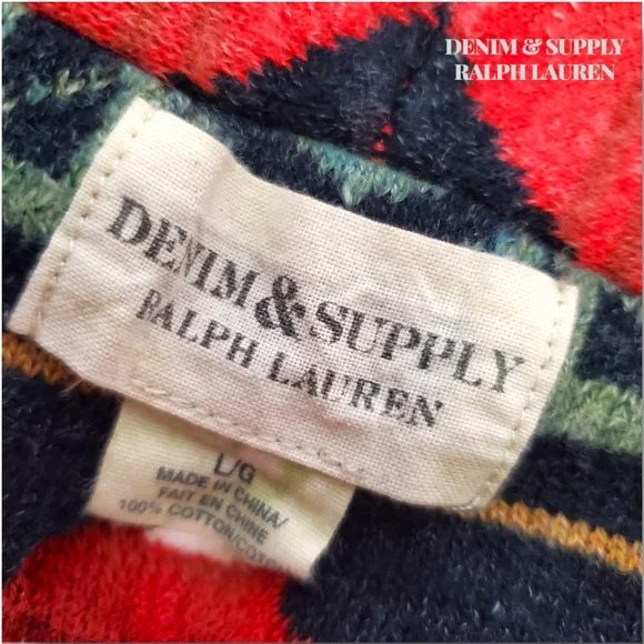 Ralph Lauren Denim & Supply Aztec Design Southwestern Cotton Cardigan Size Large - Picture 9 of 13